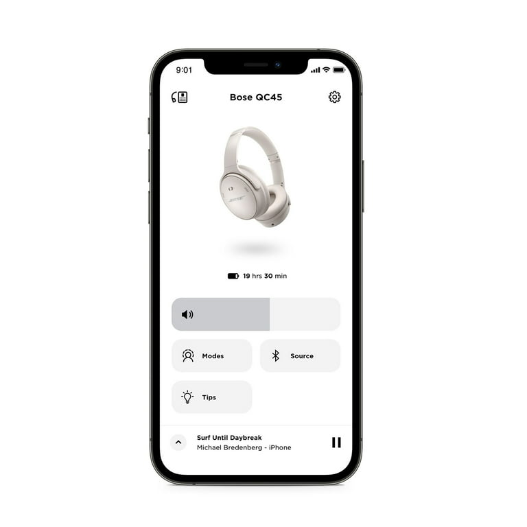 Bose QuietComfort 45 Headphones Noise Cancelling Over-Ear Wireless Bluetooth  Earphones, White Smoke