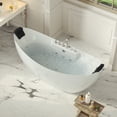 thumbnail image 4 of 67-in L x 28.7-in W White Acrylic Center Drain Freestanding Whirlpool Tub with Faucet - Handshower - Headrest - 8 Water Jets, 4 of 15
