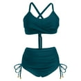 thumbnail image 5 of RQYYD Two Piece Swimsuit for Womens High Waisted Bikini Sets Drawstring Tummy Control Swimsuits Crisscross Tie Back Bathing Suit for Women, 5 of 5