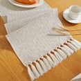 thumbnail image 5 of Holzlrgus Rustic Table Runner with Tassels, Boho Farmhouse Table Runners 72 Inches Long for Holiday Party, Wedding and Dining Table Decor, 13x72 Inches, Beige, 5 of 6