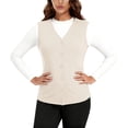thumbnail image 2 of Women's Autumn Winter Plush Vest, Button Front Slim Fit Sleeveless Jacket, Thermal Lined Warm Outerwear, Soft Fleece Inner Wear, Casual Layering Piece, Cold Weather Protection Beige XXL, 2 of 4