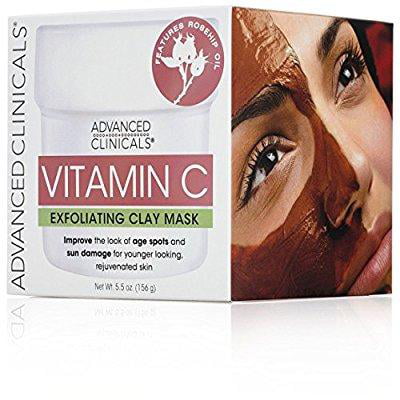 advanced clinicals vitamin c exfoliating mud mask with rose hip oil for age spots and sum damaged skin. supersize 5.5oz.