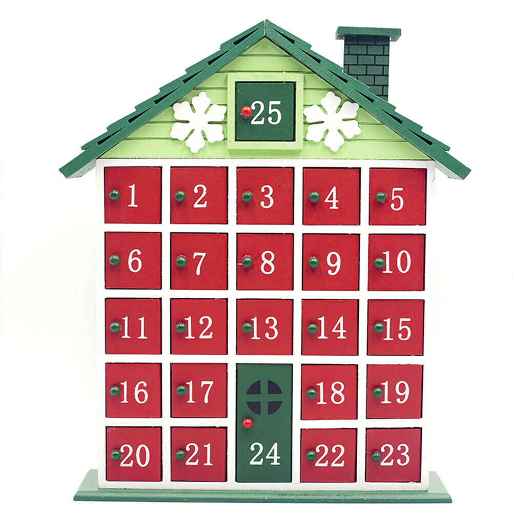 Wooden Christmas Countdown Calendar Storage Box Color Cottage