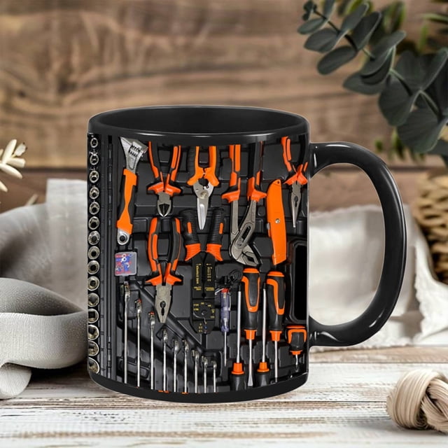 Taza de cerámica con diseño de caja de herramientas para mecánico | Regalo divertido de mecánico de 325 ml para hombre | Taza con efecto 3D único para café, té y agua | Idea de regalo para cumpleaño