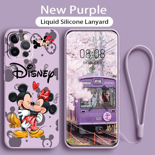 Funda de teléfono con cuerda líquida para Apple iPhone 14, 13, 12 Mini, 11 Pro, XS, MAX, XR, X, 8, 7, 6S, SE Plus, Mickey, Minnie Mouse, Love, Capa Core Fivean unisex