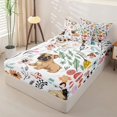 thumbnail image 2 of Erosebridal Cute Bulldog Zipper Queen Comforter Set with Fitted Sheet and 2 Pillowcases,Seasonal Bloom Print Zipper Bedding Set,Khaki Green Pink,Reversible, 2 of 6