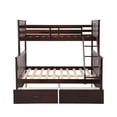 thumbnail image 2 of Twin Over Full Bunk Bed Frame with 2 Storage Drawers, Wooden Bunk Beds Frame with Ladder and Safety Guard Rails, Space-Saving, Easy Assembly, Mattress Not Included, Dark Brown, 2 of 9