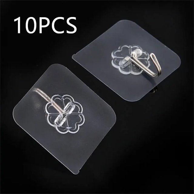 Ganchos autoadhesivos transparentes de acero inoxidable, llaves para colgador de almacenamiento de cocina, baño, puerta y pared, multifunción, 10 piezas