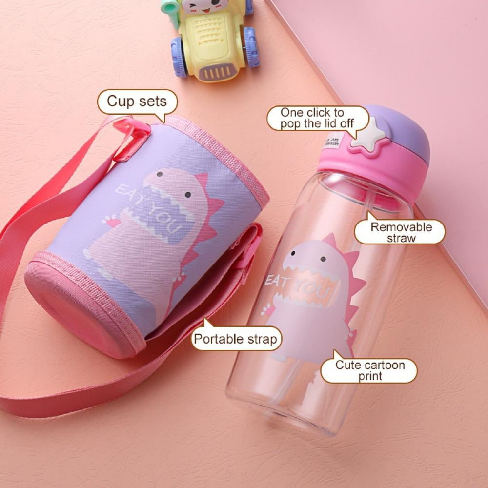 Kids Water Bottle with Straw, Spill Proof, Eco-Friendly BPA Free Non Toxic  Plastic Bottles (Dinosaur Water bottle)