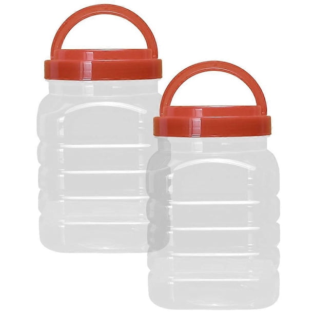 Airtight Food Storage Jar for Home Use Made of Plastic Transparent with Lid 1lb