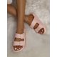 thumbnail image 2 of Women Double Buckle Decor Slides, PVC Fashion Flat Sandals Black, 2 of 4