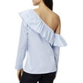 thumbnail image 2 of maison Jules Womens Ruffled One Shoulder Blouse, Blue, Small, 2 of 2