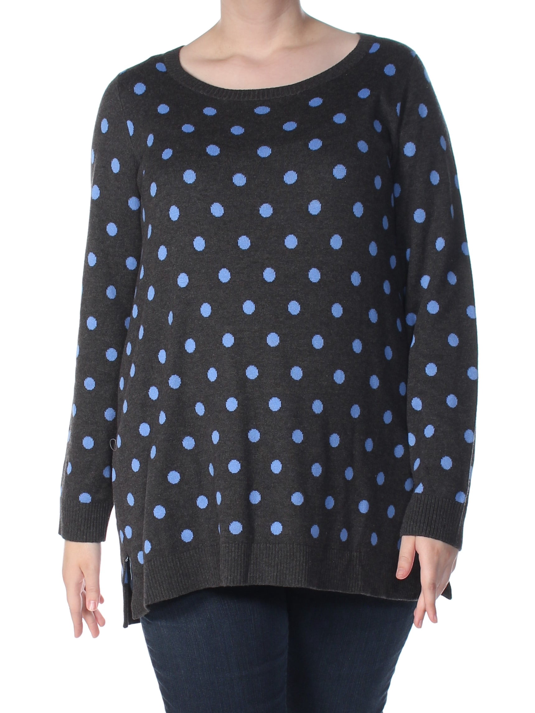 Black Polka Dot Jewel Neck Sweater 0X 