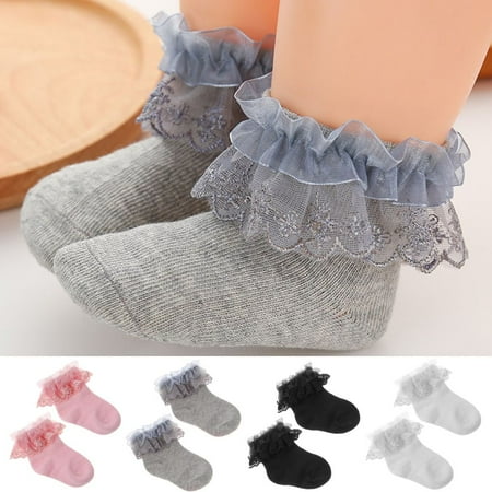 

SPRING PARK Newborn Lace Ruffle Newborn Baby Socks Solid Color Cute Bow Princess Baby Girls Sock