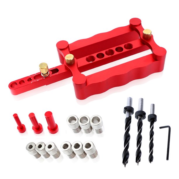 Kit de herramientas de plantilla de espiga, juego de localizador de agujeros de perforación para carpintería, punzón doméstico de aleación de aluminio desmontable portátil de centrado Guardurnaity TO000979-00B