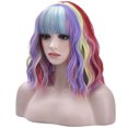 thumbnail image 5 of BERON Rainbow Wigs Short Curly Bob Wig with Bangs Wavy Hair Wigs 14 Inches Women's Synthetic Wigs Daily Party Use, 5 of 5