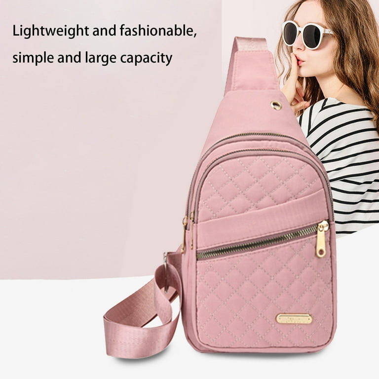 ★EMS★ NYLON PADDED CROSSBODY BAGPINK Holloyiver Casual Nylon Sling Backpack for Women Men