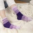 thumbnail image 5 of BambooMN 4 Pairs Women's Chenille Fuzzy Color Block Crew Home Socks, Cotton Candy, Extra Large, 5 of 7