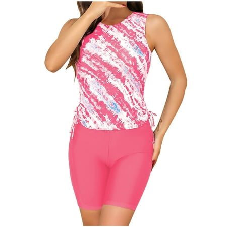 Zuesphe Swimsuit for Women 2025 Bikini Cute Bikinis for Women Modest Ladies Swimwear 2 Piece Monokinis Swimwear Color Block Two Piece Drawstring Clearance Sales