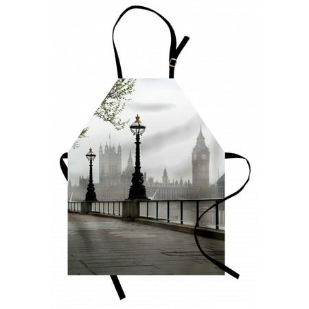 

London Apron Ancient Big Ben View from the Street Palace of Westminster Touristic Great Britain Unisex Kitchen Bib Apron with Adjustable Neck for Cooking Baking Gardening Multicolor by Ambesonne