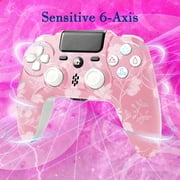 Wireless Controller Compatible with P4/P4 Slim/P4 Pro/Windows PC, Pink Cherry