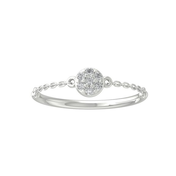 ARAIYA 10K White Gold Round Cluster Diamond Engagement Ring (1/10 cttw, I-J Color, I2-I3 Clarity), Size 10