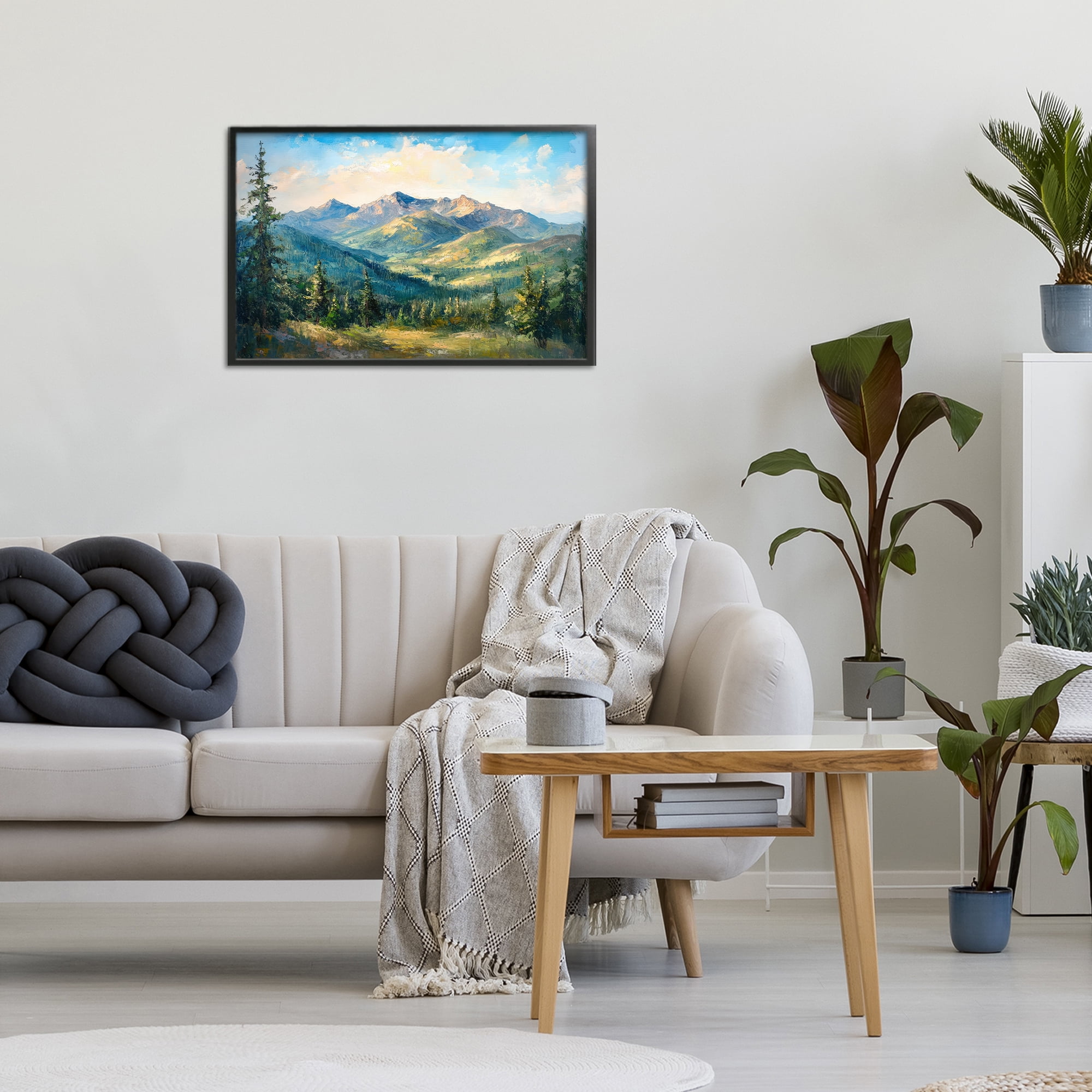 Stupell Industries Valley In The Mountains Black Framed Giclee Art, design by Petal Prints Design