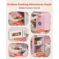 thumbnail image 3 of VEVOR Play Kitchen for Kids, Wooden, Kids Kitchen Playset with Real Lights & Sounds, Food & Cookware Accessories, Pretend Play Toy Set, Range Hood, Microwave, for Toddlers, Girls & Boys Ages 3-8,Pink, 3 of 9