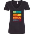 thumbnail image 3 of Inktastic Eat Sleep Wrestling Repeat Women's V-Neck T-Shirt, 3 of 5