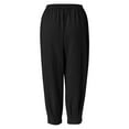 thumbnail image 4 of GORHGORH Women Solid Color Elastic Waist Cotton Linen Casual Harem Pant, 4 of 4
