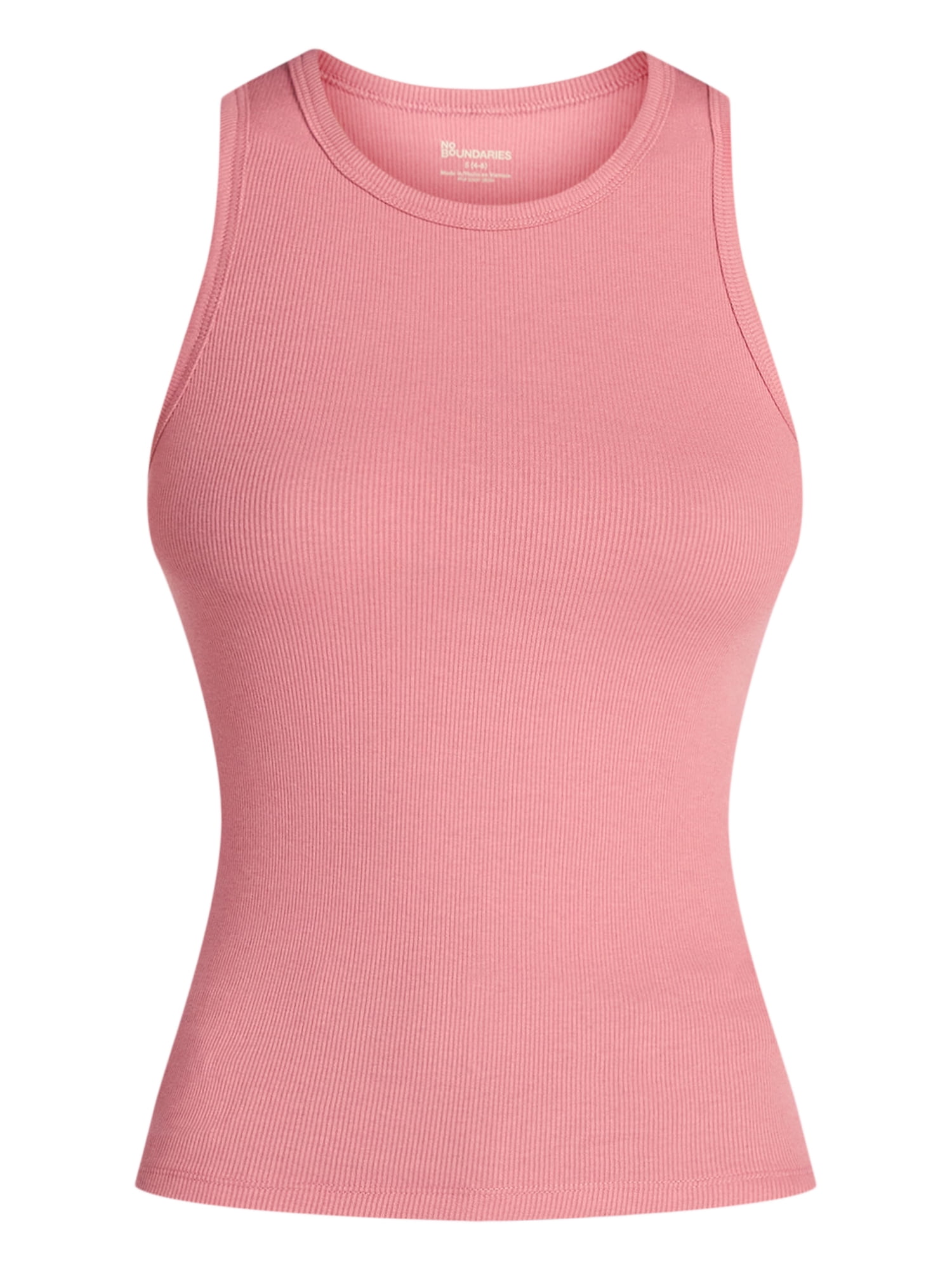 No Boundaries Ribbed High Neck Tank Top, Women's XXS-XXL