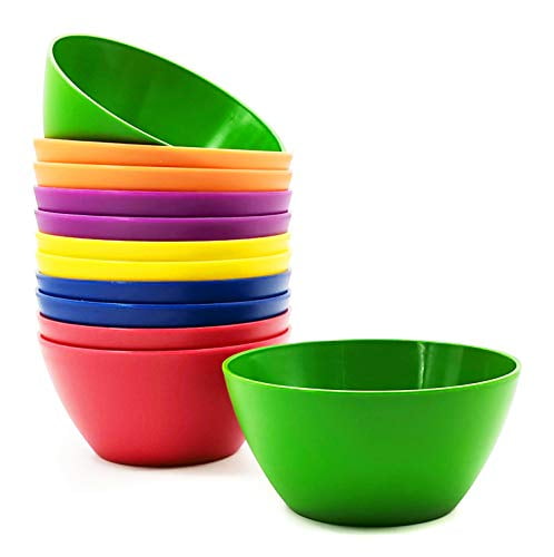 Plastic Cereal Soup Bowls Large 32 Ounce Microwave Safe Set Of 9 Assorted Colors 