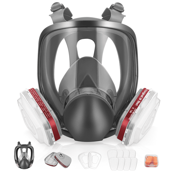 Full Face Respirаtor Mask - Reusable Gas Mask with Activated Carbon Air Filter for Organic Vapor,Paint,Chemical,Welding,Polishing,Sanding&Cutting