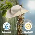 thumbnail image 5 of Koreshion Mens Womens Sun Hat Wide Brim Breathable Mesh UPF 50+ Waterproof Fishing Hat Safari Hat Foldable Boonie Cap Khaki, 5 of 6