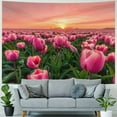 thumbnail image 4 of Nawypu Pink Tulips Sunset Vibrant Tulip Fields Decorative Modern Floral Botanical Wall Hanging Painting, 4 of 6