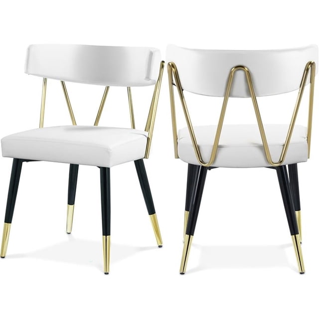 Meridian Furniture Rheingold Chaise de Salle à Manger en Cuir Végétalien, Blanc (Ensemble de 2)