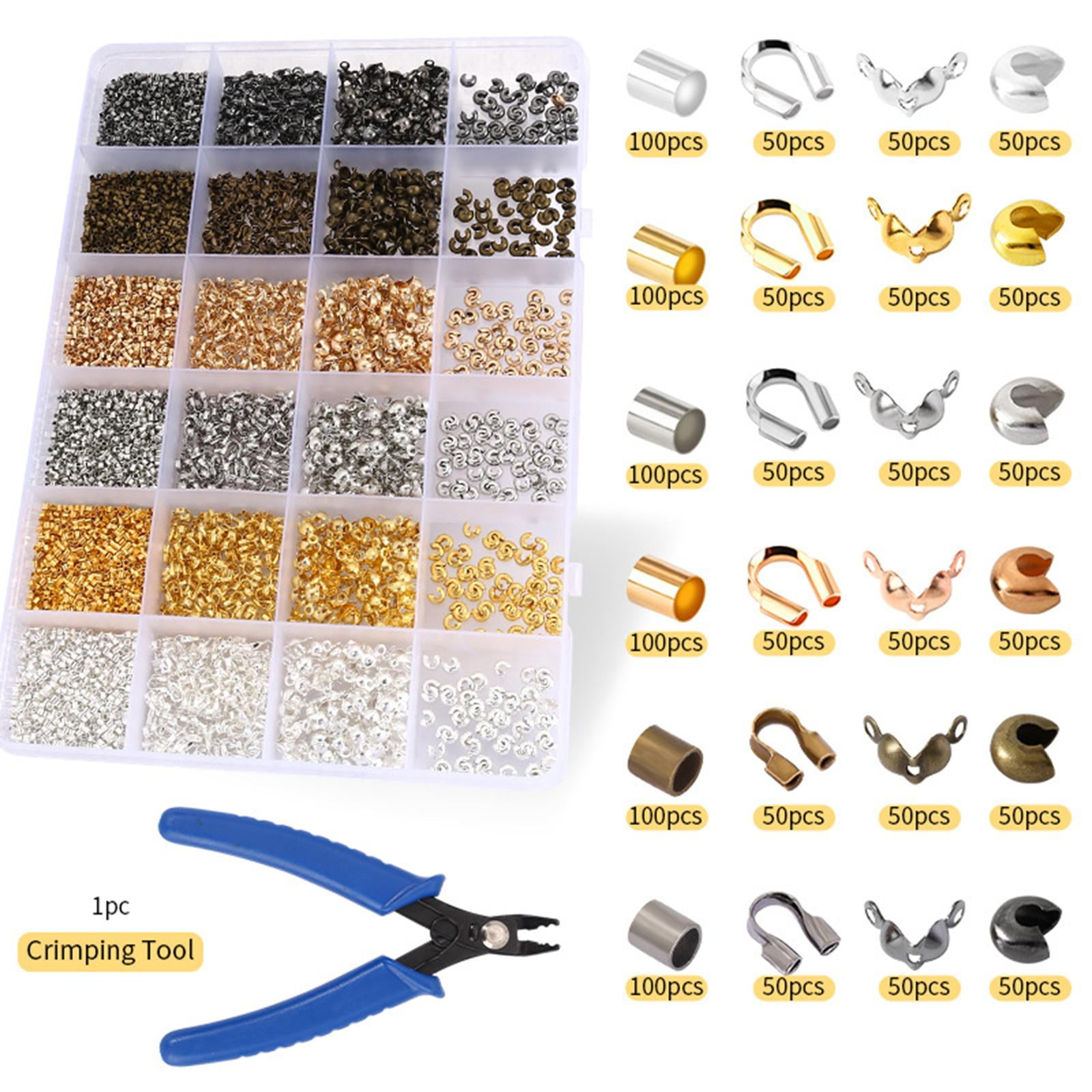 Milageto Bead Crimping Pliers Crimp Beads Kit for Jewelry Making Tube Crimp Beads for DIY 24 Grids