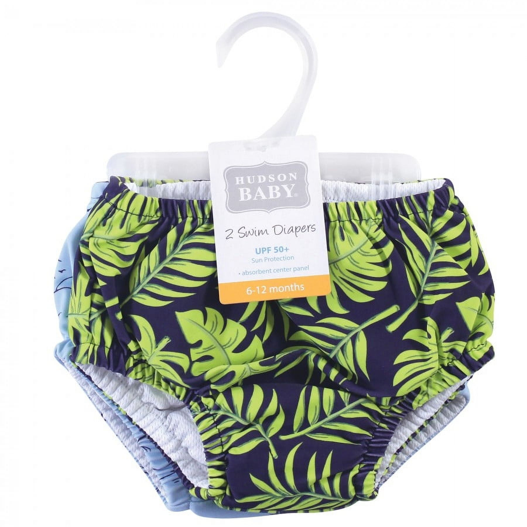 Hudson Baby Infant and Toddler Boy Swim Diapers, Tropical Leaves, 0-6 Months