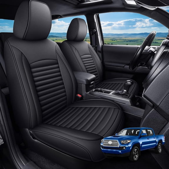 Full Set Fit for 2005-2023 Toyota Tacoma Double Crew Cab Truck 5-Seats Custom Faux Leather Car Seat Covers Automotive Seat Cushion Protectors
