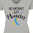 thumbnail image 4 of Inktastic No Mistakes, Just Miracles Down Syndrome Awareness Women's V-Neck T-Shirt, 4 of 5