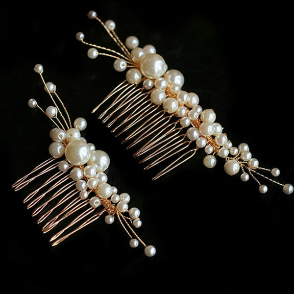 MLINS  2 PCS Hair Comb Set Bride Hairpin Wedding Accessories Mother Golden