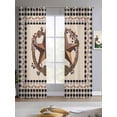 thumbnail image 2 of Western Texas Star Vintage Sheer Curtains 63 Inch Length 2 Panels Set for Living Room/Bedroom, Rustic Wreath Black Beige Plaid Kitchen Curtains Grommet Semi-Sheer Curtains Window Treatments 42"x63"x2, 2 of 7