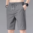 thumbnail image 5 of Xioeram Men Summer Casual Shorts Elastic Drawstring Waist Straight Wide Leg Shorts Pockets Design Ice Silk Solid Color Sport Shorts, 5 of 7