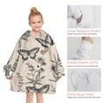 thumbnail image 6 of Beige Butterfly Plant Pattern Blanket Hoodies for Kids 6-13YR Oversize Wearable Blanket Hoodies for Boys Girls Teens, 6 of 7