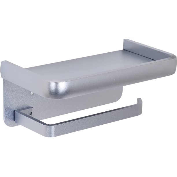 Wallmounted toilet paper holder with shelf without drilling aluminum