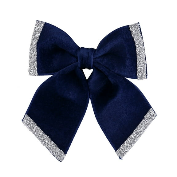 Blue Christmas Bows,Christmas Bows for Wreath,Vintage Blue Wreath Bow for Front Door Decor Sliver Edged Blue,Velvet Tree Topper Ornament Decorative Bow for Xmas Home Outdoor Indoor Party