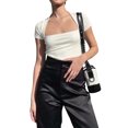 thumbnail image 5 of Camiseta Mujer, Manga Corta Corte Bajo Sólido Slim Fit Summer Ladies Crop Top for Daily Party Nituyy Camiseta de manga corta de color liso, 5 of 5