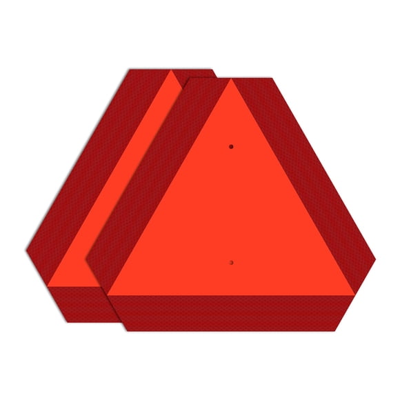 T&R Metal Slow Moving Vehicle Sign, Safety Triangle Sign - 2 Pack - 14 x16 Inches - Reflective, UV Protected, Waterproof, Weatherproof and Fade Resis