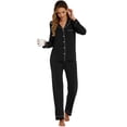 thumbnail image 3 of GEX Womens Bamboo Viscose Pajamas Super Buttery Soft 2 Piece PJ Set Button Long Sleeve Sleepwear Set (Black S), 3 of 6