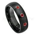 thumbnail image 1 of 6mm Brushed Dome Black Tungsten Ring - 0.21ctw Garnet 3-stone Band - Personalized Tungsten Wedding Ring - Custom Made January Birthstone Ring TN233BS, 1 of 1